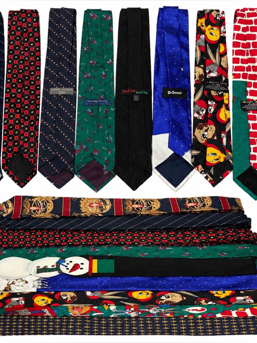 10 Vintage Men’s Ties. Looney Tunes, Dr. Seuss, Tabasco, Christmas & more